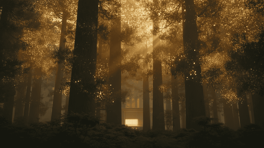 Serene forest with sunlight filtering through trees for science based breathwork.